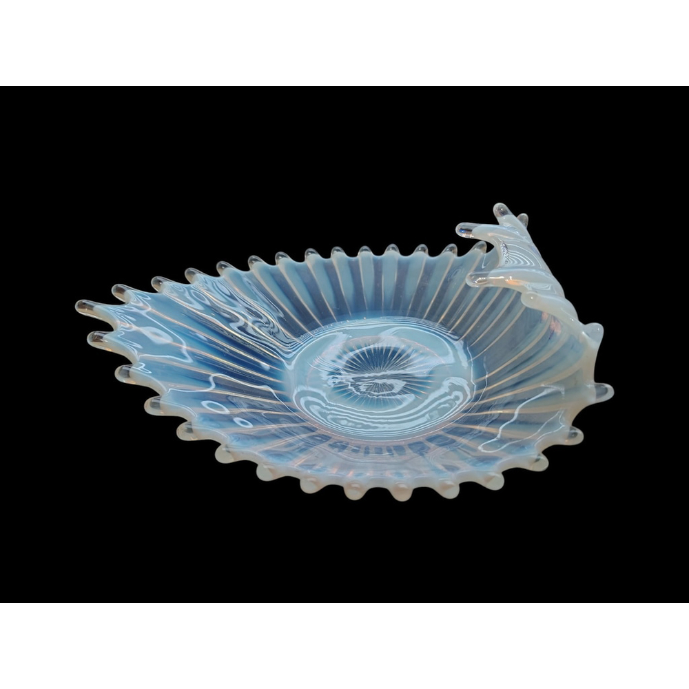 Vintage Fostoria Heirloom White Opalescent Handled (Rolled End) Bon Bon Dish